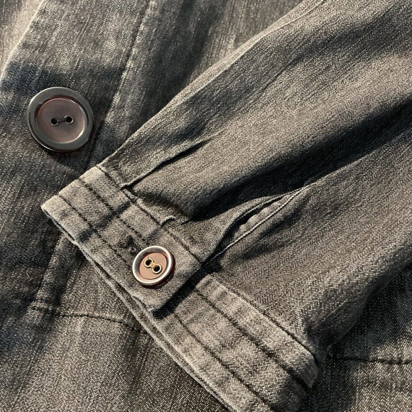 Cambridge Dry Goods Black Smock Short Dress Denim Jacket 3/4 Sleeve XL - Picture 4 of 9